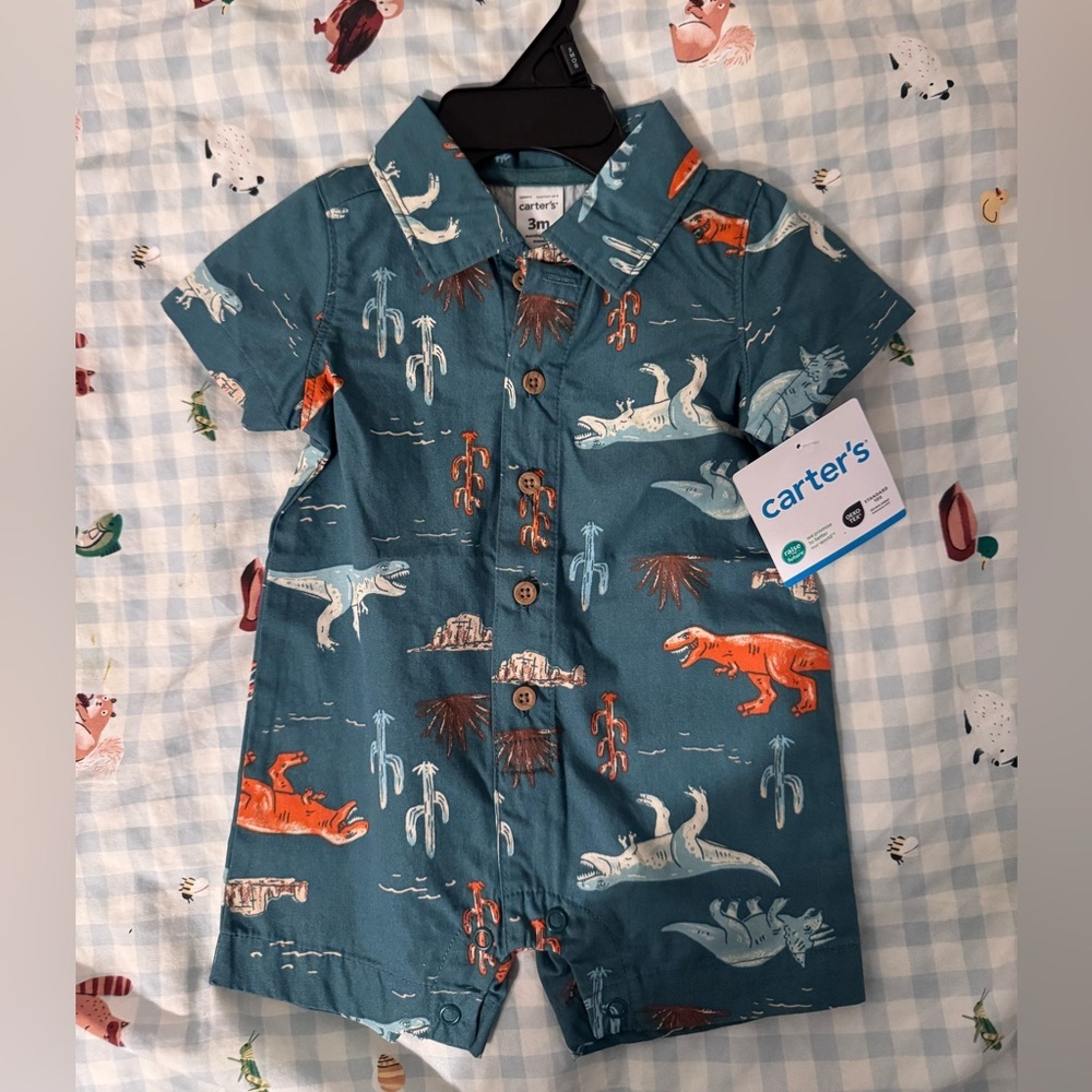 Carter's Dinosaur Print Romper-3M NWT